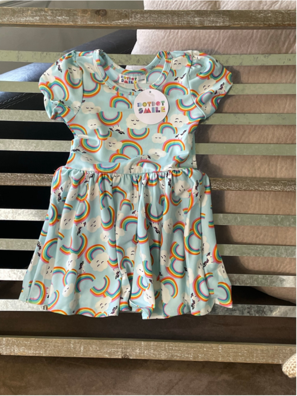 DotDotSmile "Rainbow Dreams" Classic Cap Sleeve Twirl Skater Dress 12-24 Months